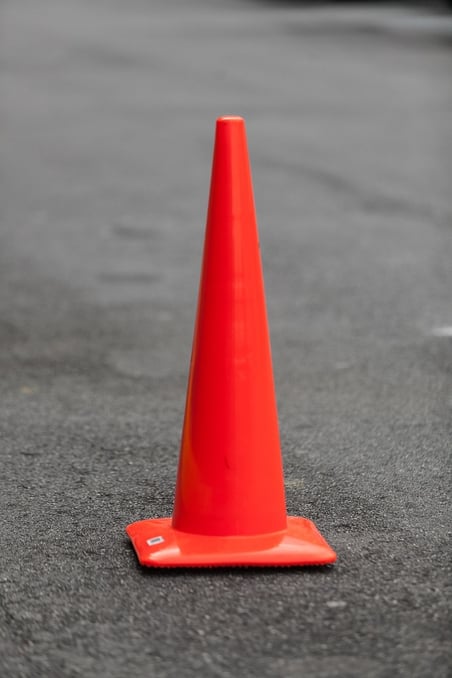 Orange cone road, transportation traffic.