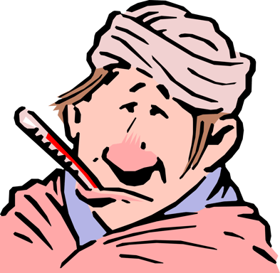 Sick Patient with Thermometer - Vector Image-1