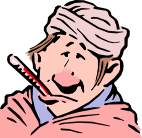 Sick Patient with Thermometer