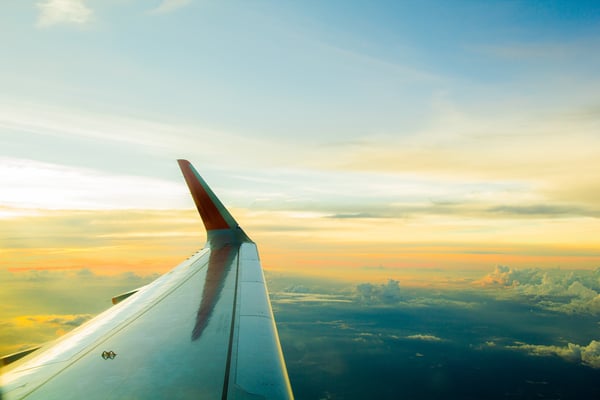 View from inside an airplane.