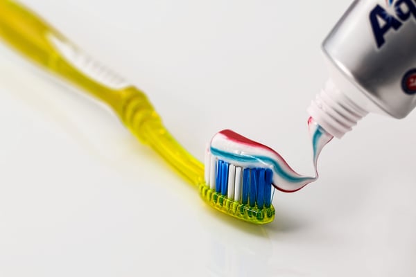 Toothpaste on a toothbrush