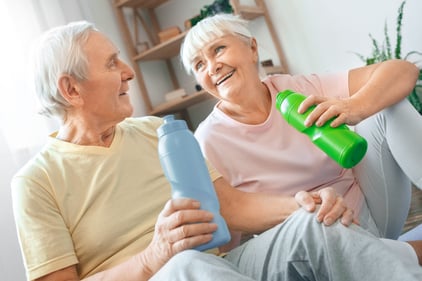 Man and woman exercising