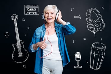 Woman listening to music