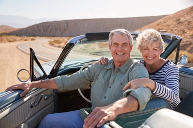 Man and woman taking a road trip