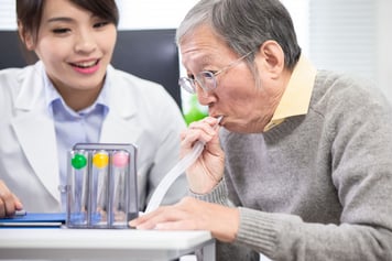 Man performing spirometry