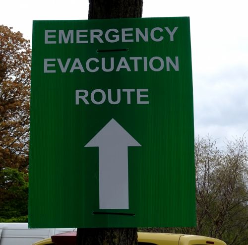 emergency-evacuation-route-signpost