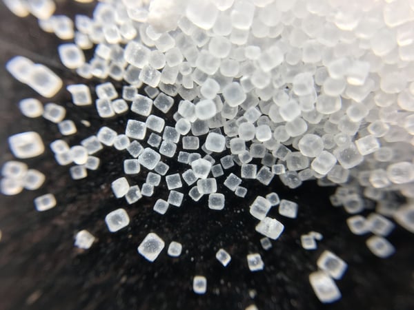 Iodized salt crystals