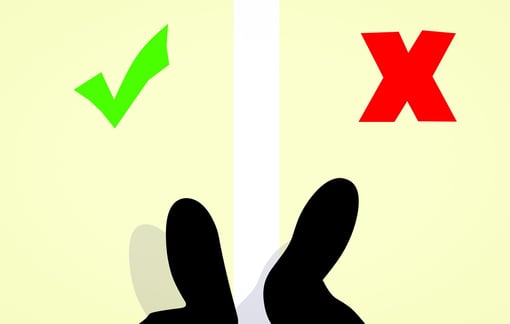 Check mark and an X symbol