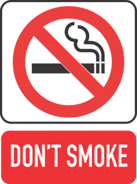 Sign that says "don't smoke"