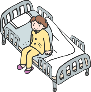 Sitting on hospital bed