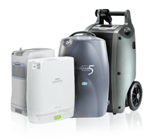 Pulse dose and continuous flow portable oxygen concentrators.