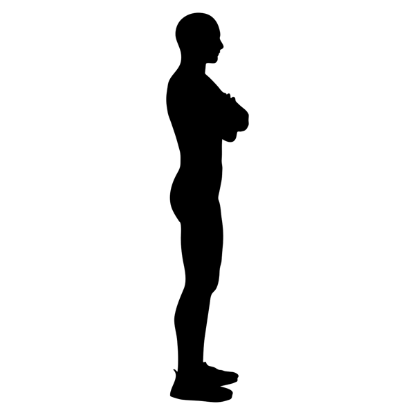 Silhouette of man standing with arms crossed. 